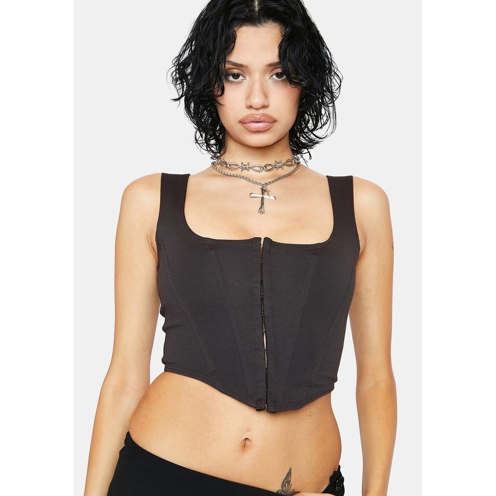 Popular 21 Grey Corset Crop Top‎